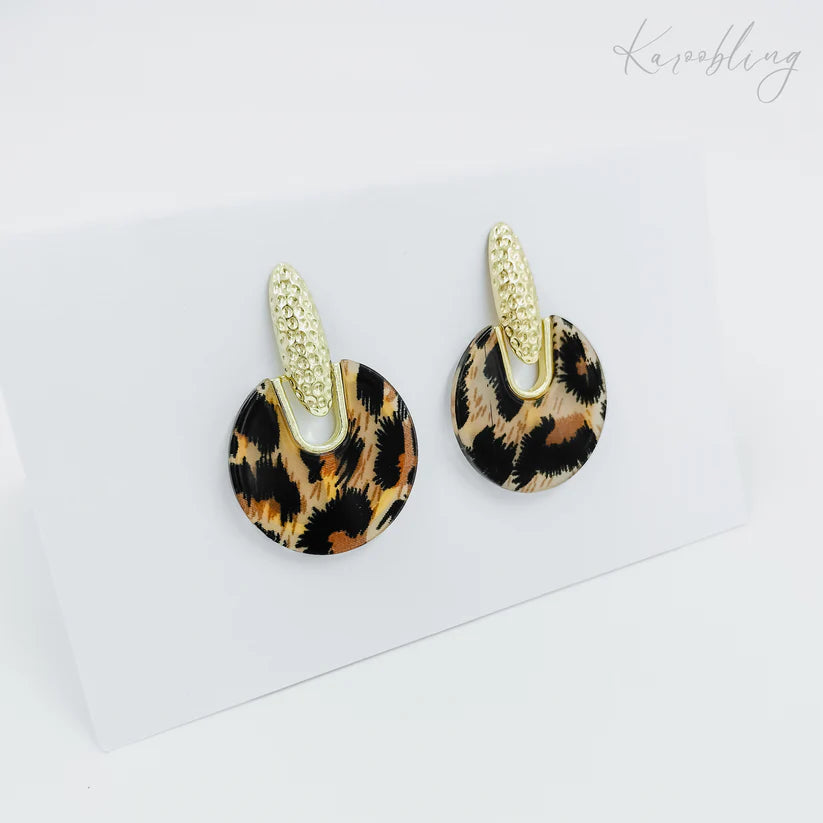 Gold Plated Leopard Print Earrings