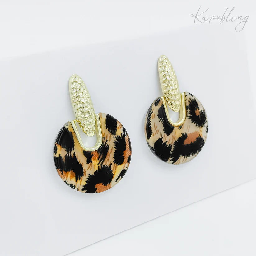 Gold Plated Leopard Print Earrings