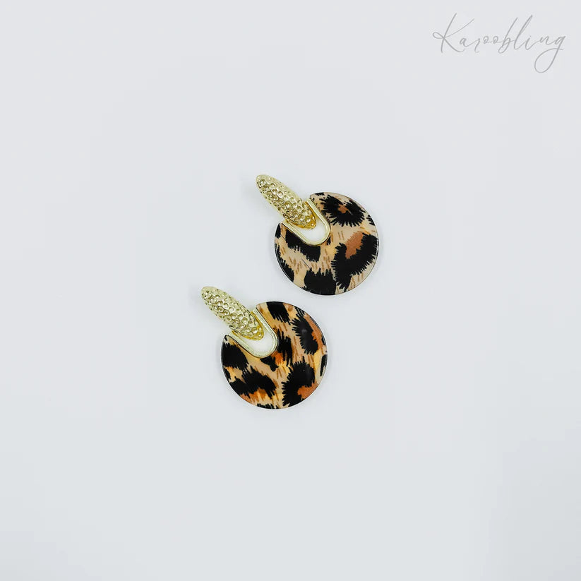 Gold Plated Leopard Print Earrings