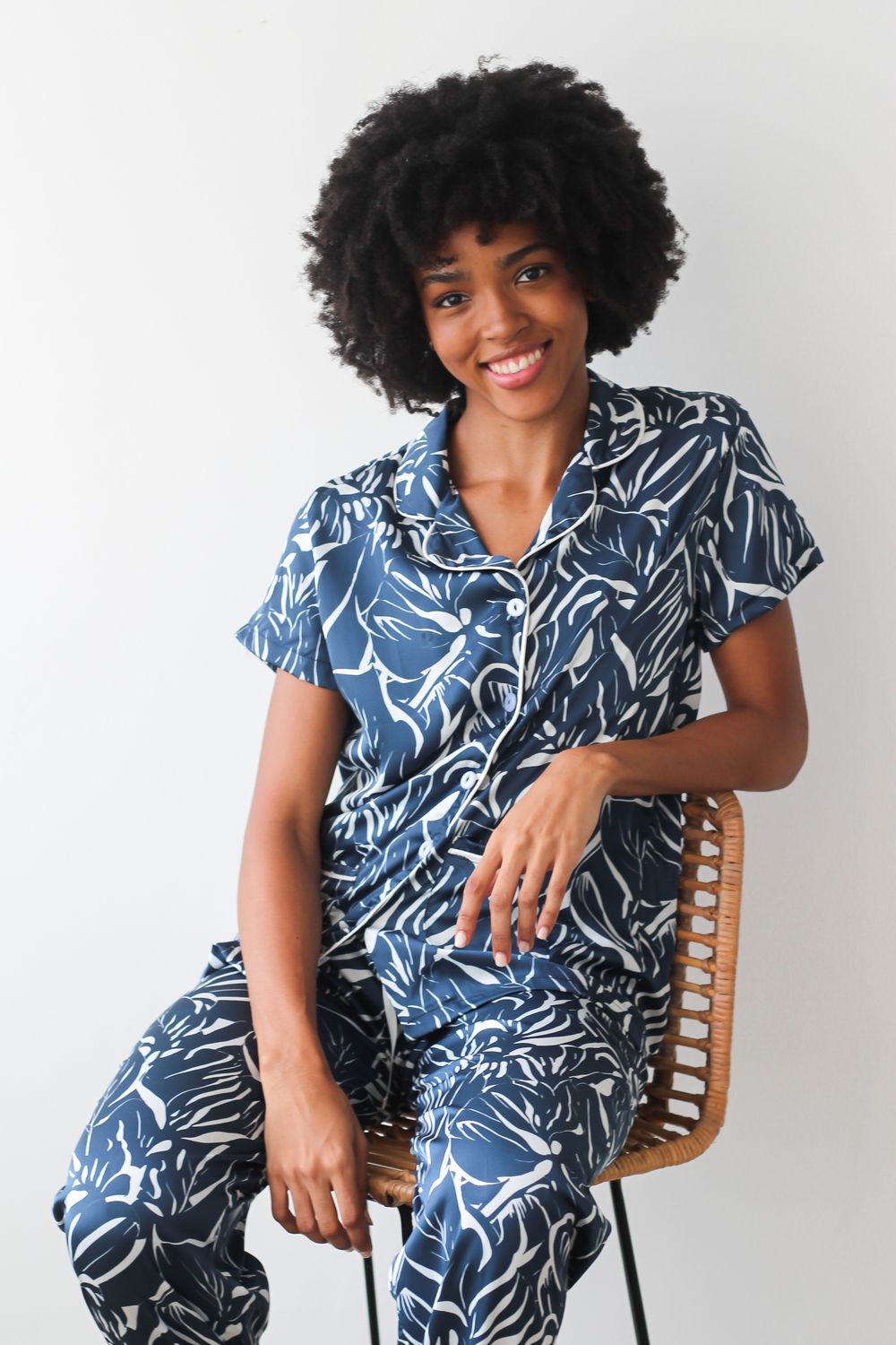 Navy Floral PJs Set