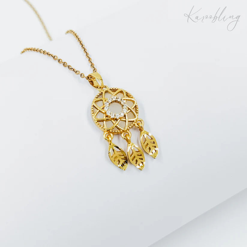 Gold Plated Dreamcatcher Pendant Necklace