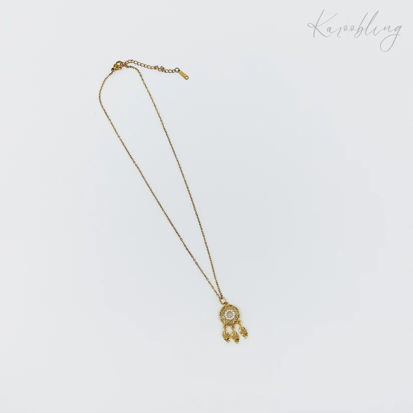 Gold Plated Dreamcatcher Pendant Necklace