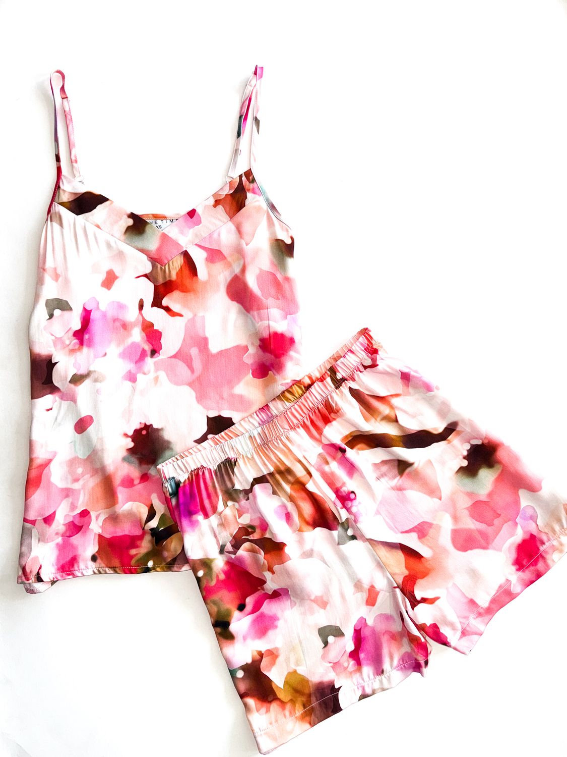Pink Floral Strappy PJs Set
