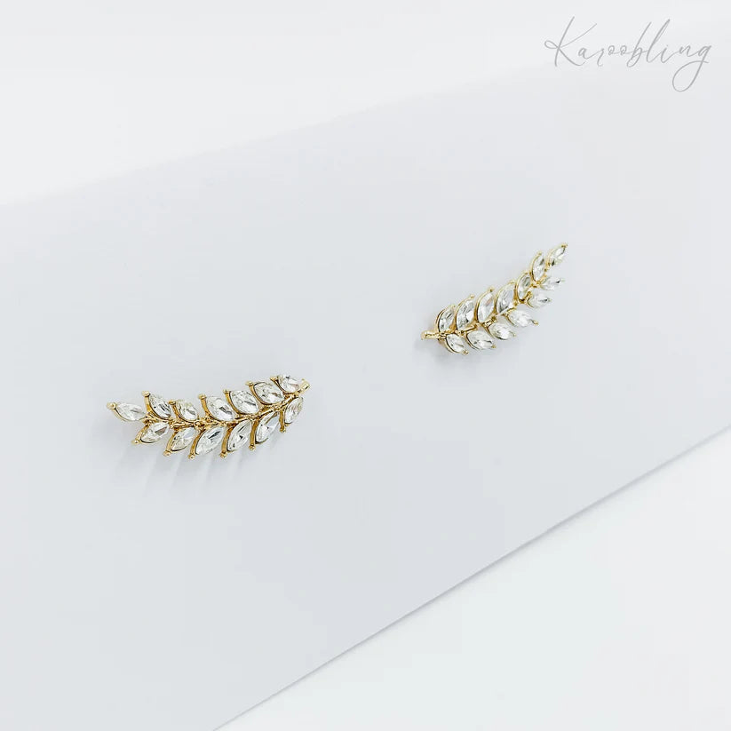 Gold Plated Leaf Cuff Earrings