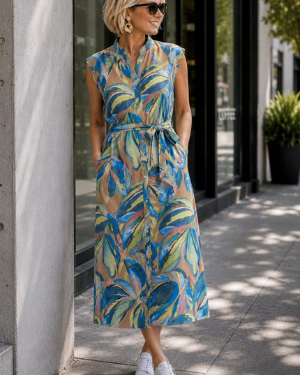 Adeline Maxi Tropical Sand Dress
