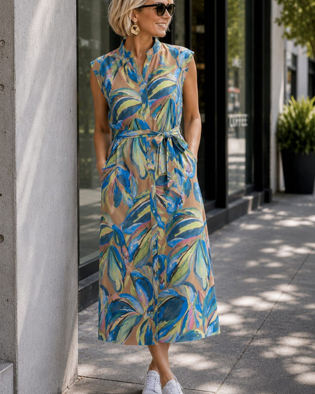 Adeline Maxi Tropical Sand Dress
