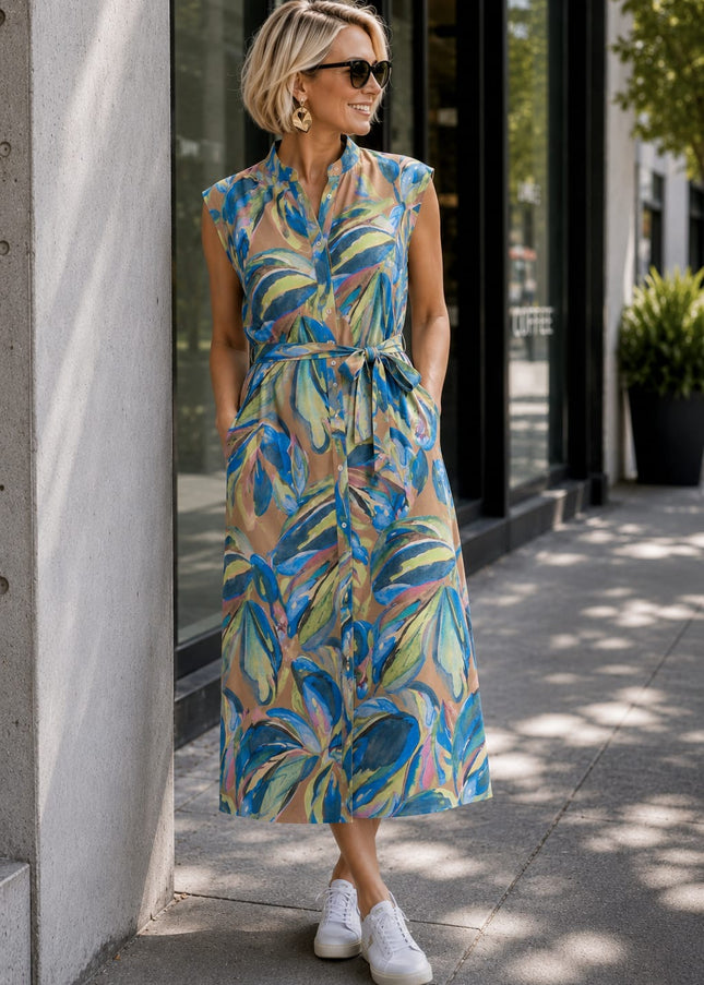 Adeline Maxi Tropical Sand Dress