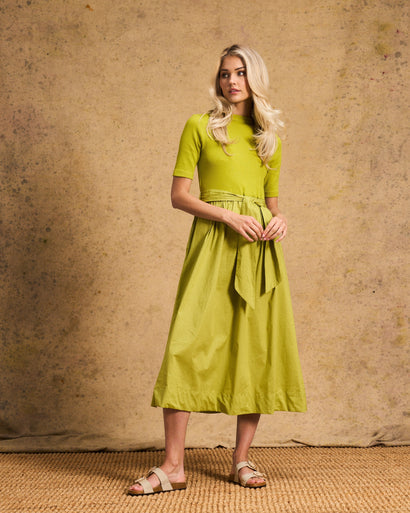 Venice Cotton Dress In Chartreuse