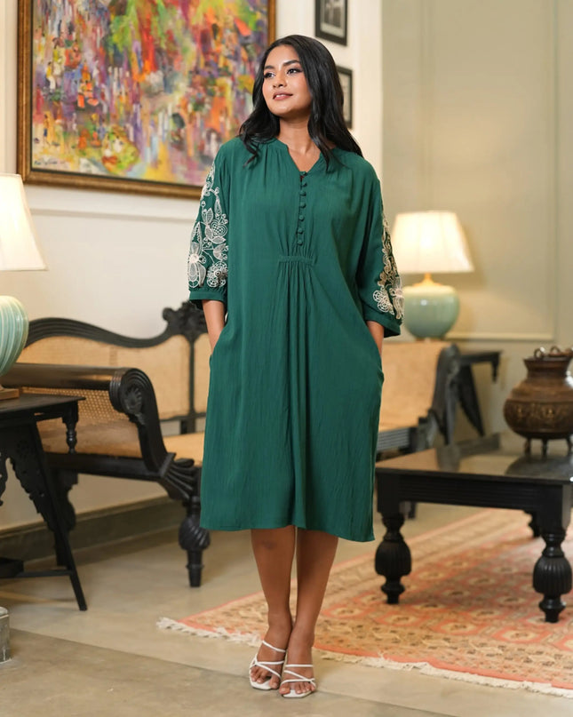 Emerald Crinkle Dress