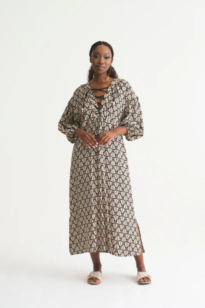 Black Palm Lace Up Tunic