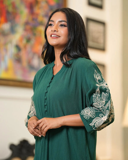 Emerald Crinkle Dress