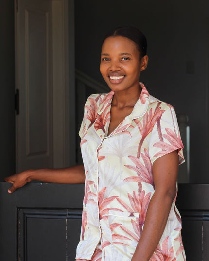 Pink Palm Short Sleeves Pjs Set