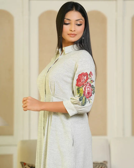 Rose Embroidery Shirt Dress