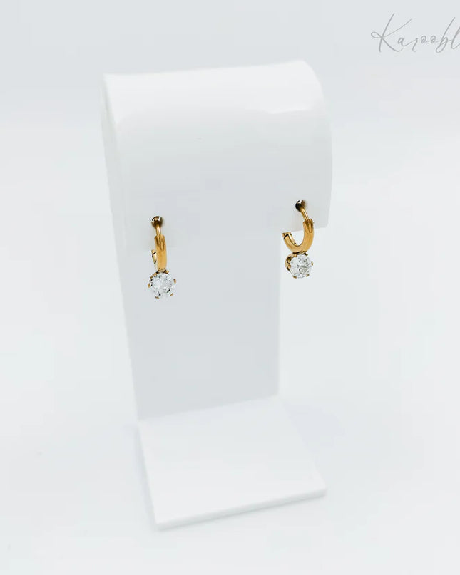 Gold Plated Rhinestone Huggie Earrings
