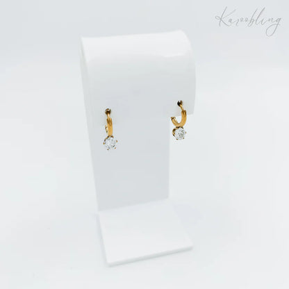 Gold Plated Rhinestone Huggie Earrings