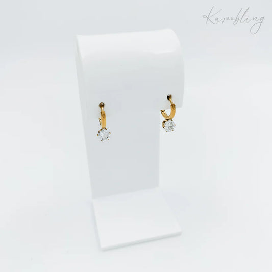 Gold Plated Rhinestone Huggie Earrings