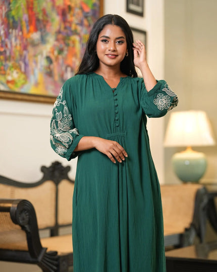 Emerald Crinkle Dress