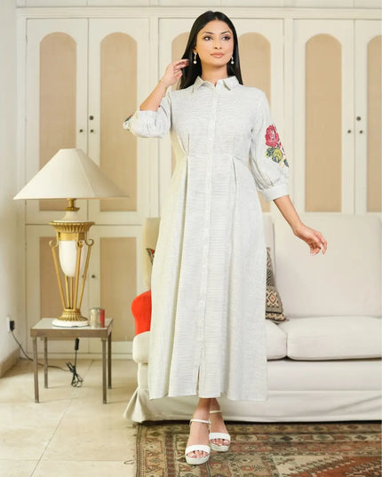 Rose Embroidery Shirt Dress