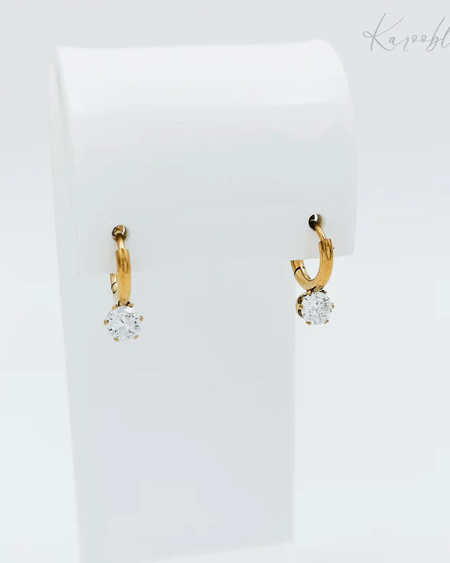 Gold Plated Rhinestone Huggie Earrings