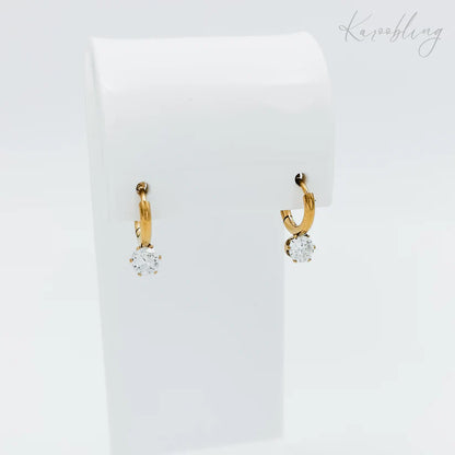 Gold Plated Rhinestone Huggie Earrings