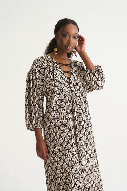 Black Palm Lace Up Tunic