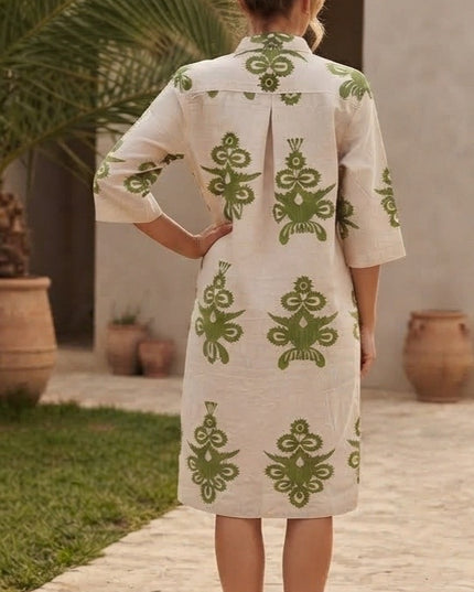 Mandarin Collar Shirt Dress