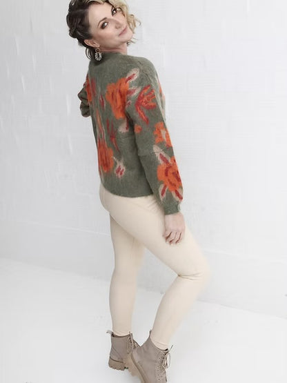 Vintage Green Flower Knit