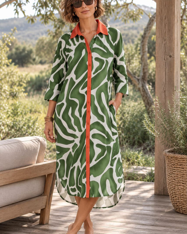 Savannah Dress - Green and Orange