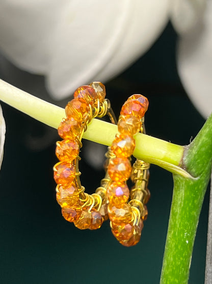 Rusty Pink Beaded hoops