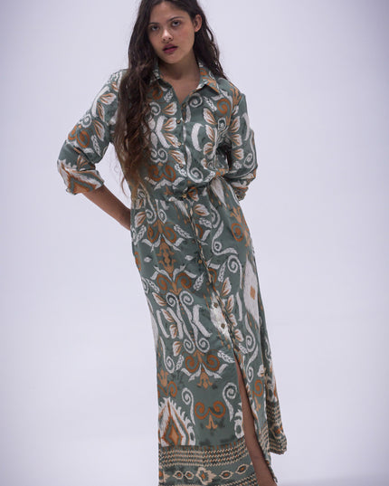 Rhea Dress - Boarder Print
