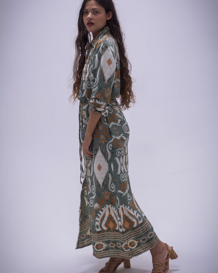 Rhea Dress - Boarder Print