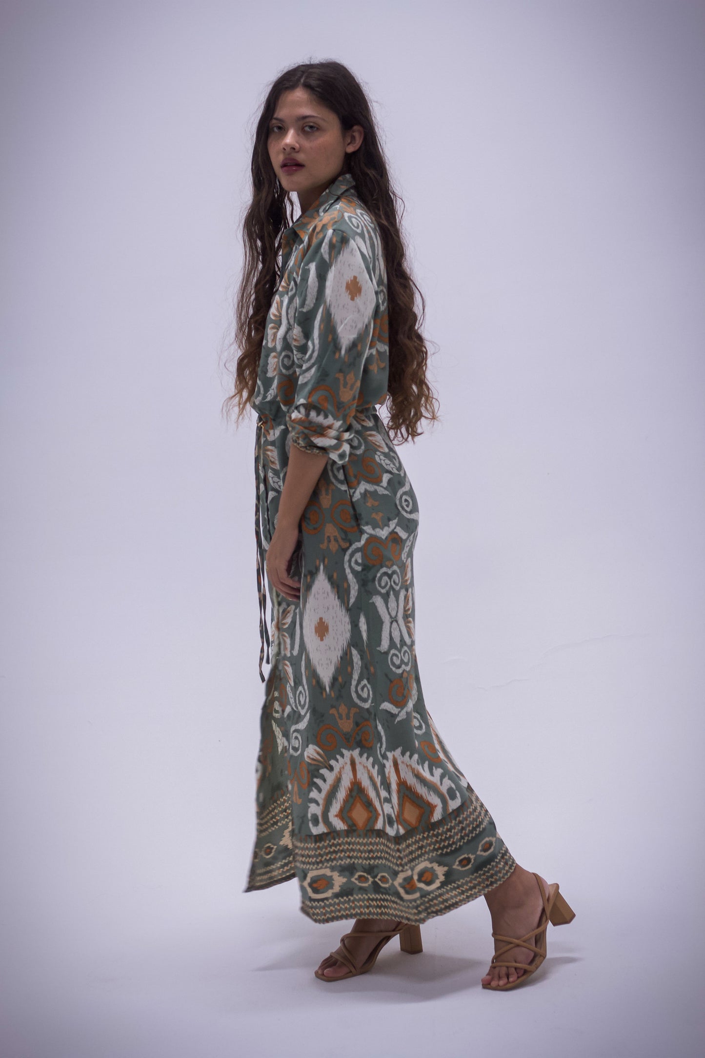 Rhea Dress - Boarder Print