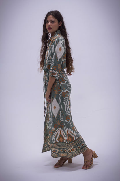 Rhea Dress - Boarder Print