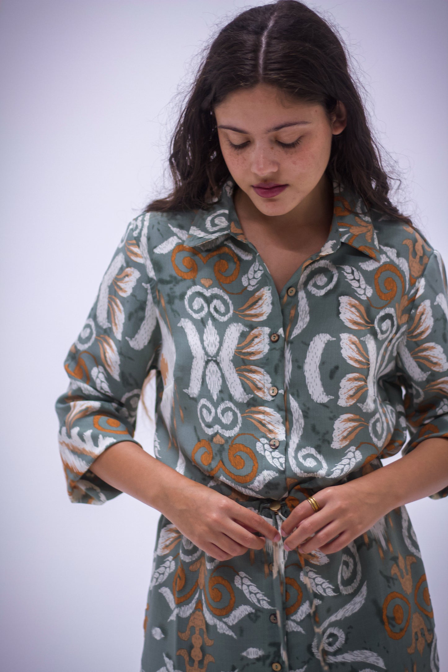 Rhea Dress - Boarder Print