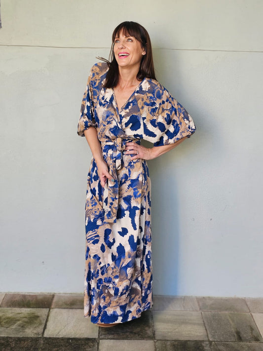 Nicole Wrap Dress - Navy Smudge