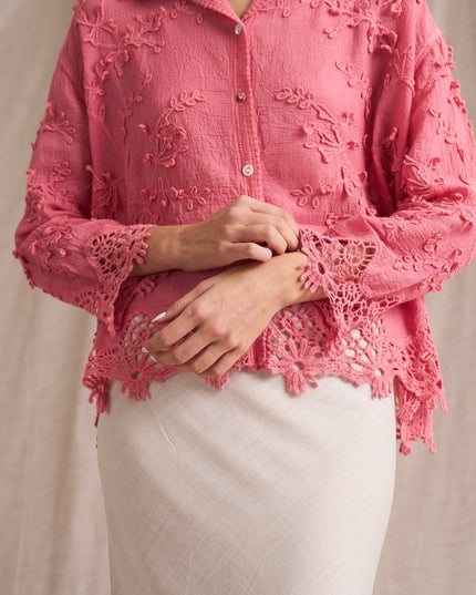 Vine Cotton Blouse - Pink