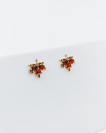 Gold Plated Autumn Leaves Stud Earrings