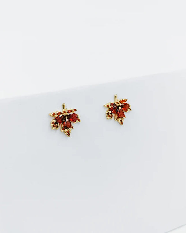 Gold Plated Autumn Leaves Stud Earrings