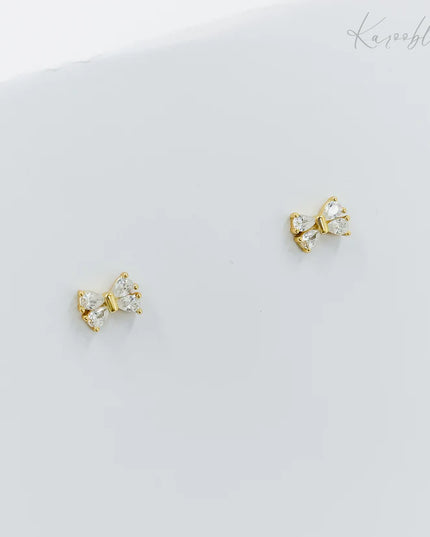 Sterling Silver Cubic Zirconia Bow - Gold