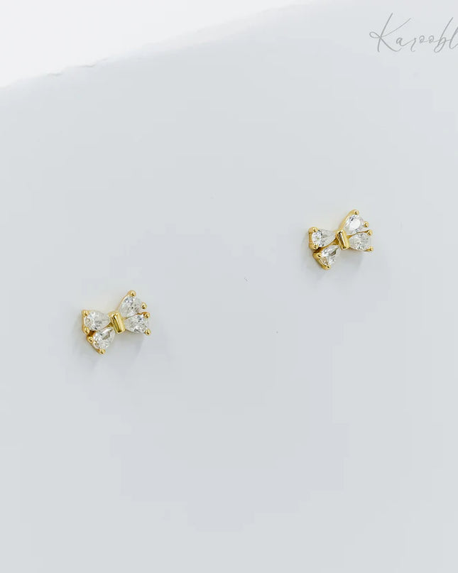 Sterling Silver Cubic Zirconia Bow - Gold