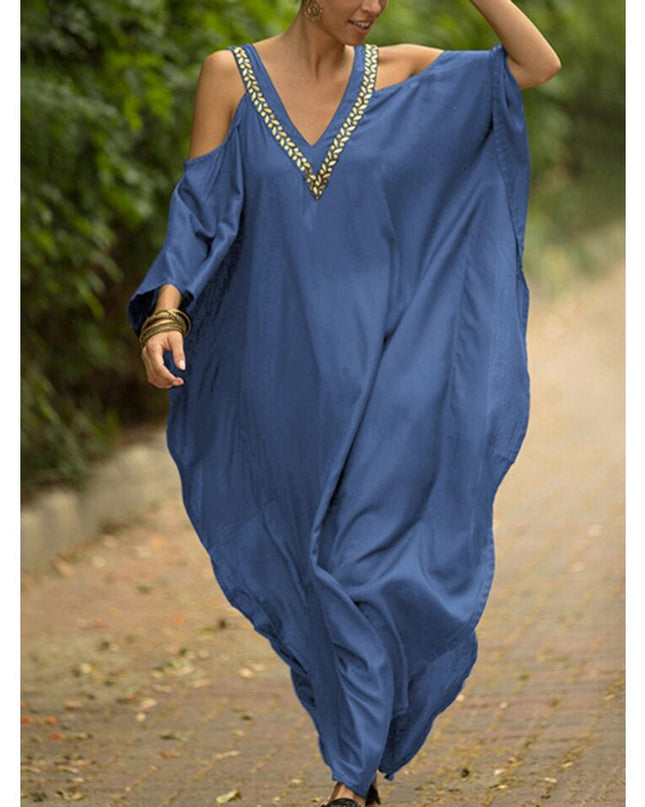 V-Neck Summer Kaftan - Sky Blue