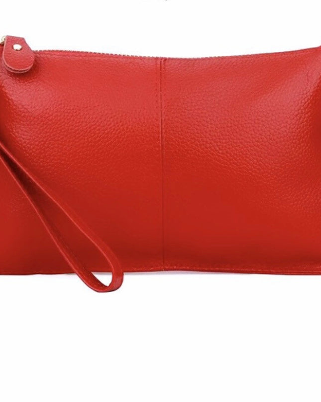 Genuine Leather Red Clutch
