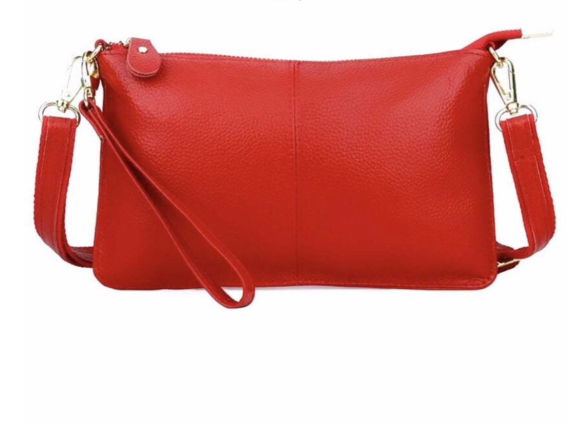 Genuine Leather Red Clutch