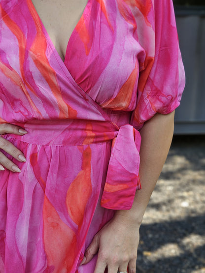 Nicole Wrap Dress - Fuchsia