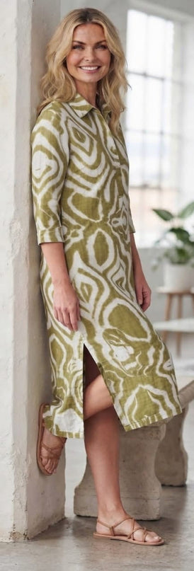 Mandarin Dress - Abstract Print