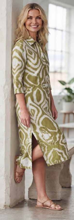 Mandarin Dress - Abstract Print