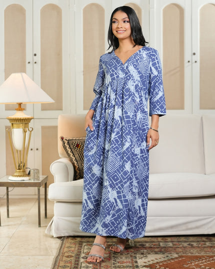 Abstract Pattern Dress - Blue
