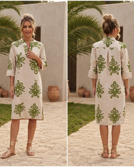 Mandarin Collar Shirt Dress