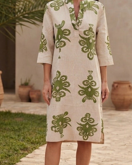 Mandarin Collar Shirt Dress