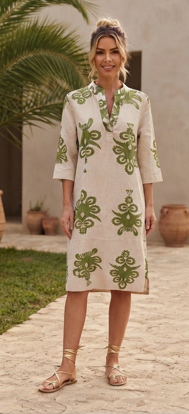 Mandarin Collar Shirt Dress